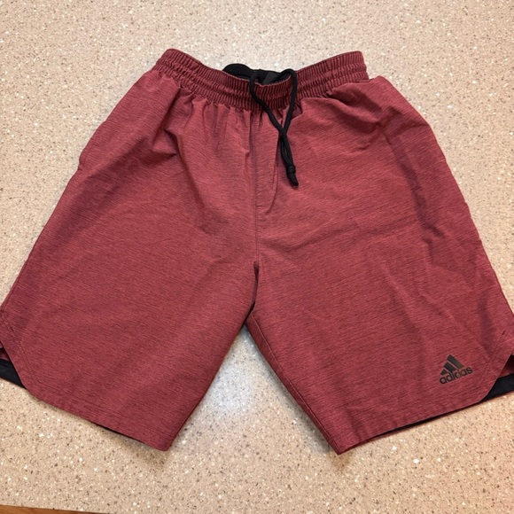 Adidas Men’s Shorts, Red, Size Medium, Athletic, No Liner, zip pockets - Picture 1 of 6